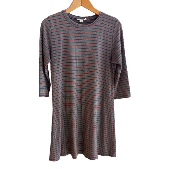 Striped 3/4 Sleeve Tunic Dress - Picture 1 of 5